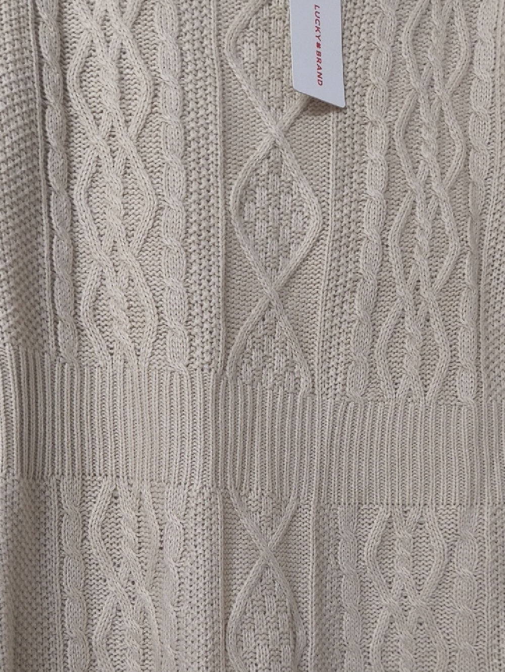Adorable Crochet Lucky Brand Dress Tan Cream Size L NWT - Picture 3 of 7